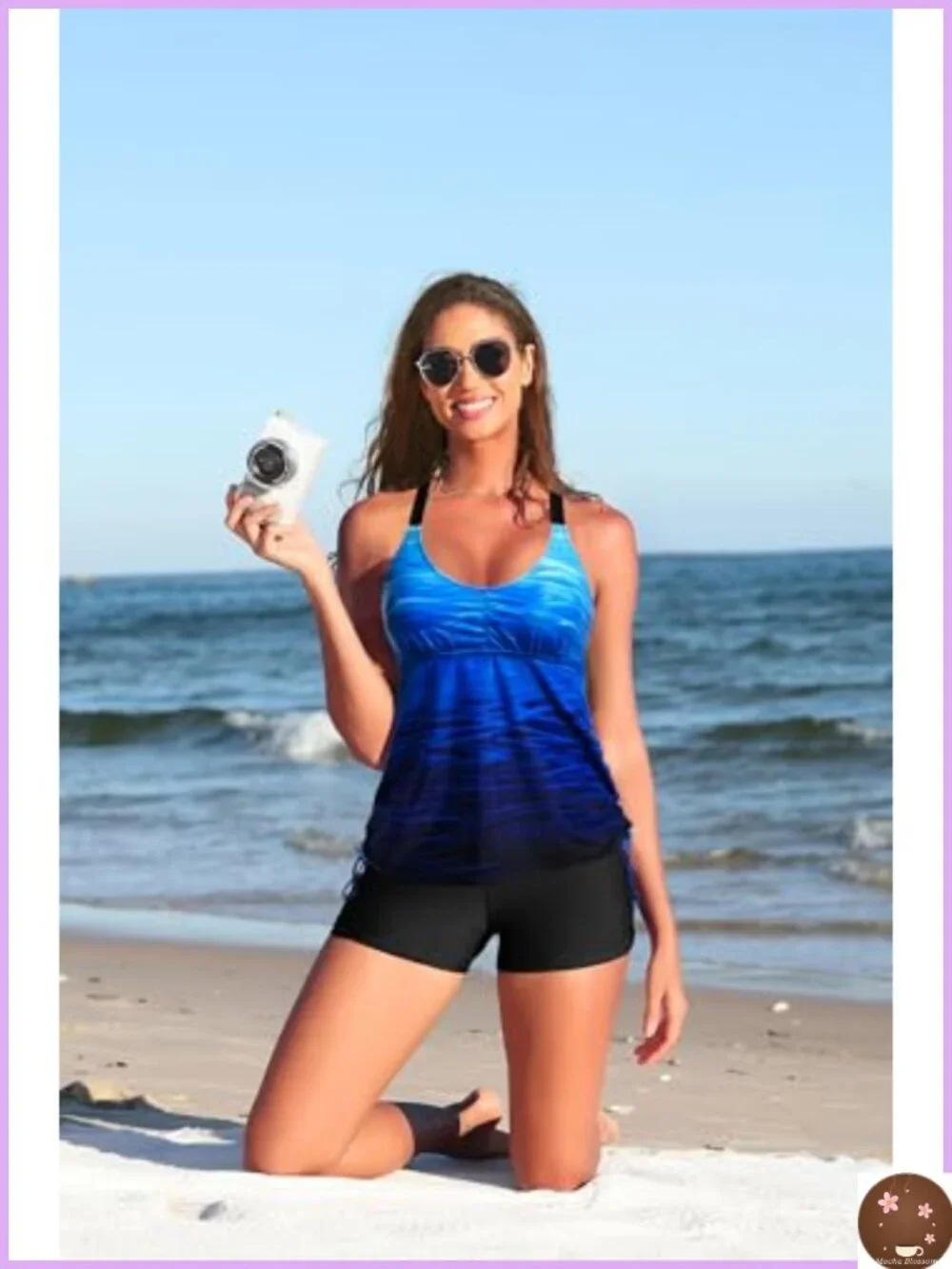 Women's Tankini Swimset with Shorts - Tummy Control 2 Piece Adjustable Straps